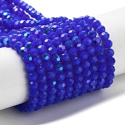 Blue Opaque Glass Beads Strands, Faceted, Round, Blue, 3mm, Hole: 0.8mm, about 167~170pcs/strand, 19.88~20.08''(50.5~51cm)
