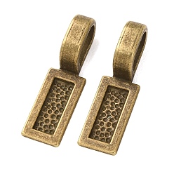 Antique Bronze Tibetan Style Alloy Glue-on Flat Pad Bails, Rectangle, Cadmium Free & Nickel Free & Lead Free, Antique Bronze, 26x8x1mm, Hole: 8x5mm, about 572pcs/1000g