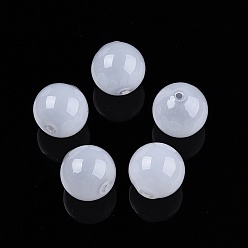 Белый Ручной работы выдувных стеклянных бусин, круглые, белые, 16x16 мм, отверстие : 1~1.6 мм