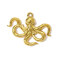 Настоящее золото 18K 304 подвески из нержавеющей стали, восьмиугольные прелести, ионное покрытие (ip), реальный 18 k позолоченный, 28x20 мм