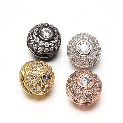 Mixed Color Brass Micro Pave Grade AAA Cubic Zirconia Beads, Round, Cadmium Free & Nickel Free & Lead Free, Mixed Color, 10mm, Hole: 1mm