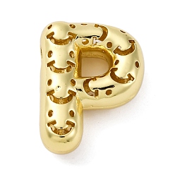 Letter P Латунные подвески, стойки покрытие, долговечный, без кадмия и без свинца, подвески с полыми буквами, Письмо P, 23x17x8.5 мм, отверстие : 4.7x3 мм