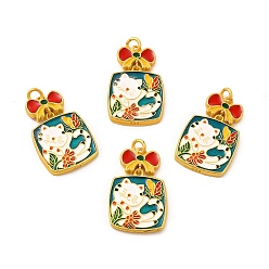 Colorful Alloy Pendants, with Double-Sided Enamel and Jump Ring, Gift Box with Cat Charm, Colorful, 29x18x2.5mm, Hole: 3mm