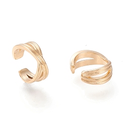 Golden Brass Cuff Earrings, X Shape, Golden, 11x10.5x4.5mm, Inner Diameter: 9.5mm