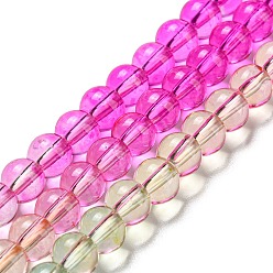 Deep Pink Dyed & Heated Synthetic Quartz Beads Strands, Gradient Color Round Beads, Deep Pink, 6mm, Hole: 1.8mm, about 76pcs/strand, 15.75''(40cm)