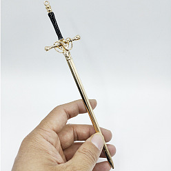 Золотой Сплав потока Су меч шпилька древний костюм головной убор шпилька гальванический кулон меч, золотые, 210~220x42~43x7 мм, отверстие : 2.5 мм