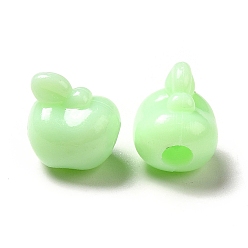 Pale Green Opaque Acrylic Beads, Apple, Pale Green, 9x9x8mm, Hole: 3mm, about 2000pcs/500g