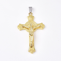 Platinum & Golden Alloy Big Pendants, Crucifix Cross, For Easter, Platinum & Golden, 59.5x36x10mm, Hole: 8~10x3~4mm