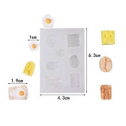 Food Imitation Food Mini Breakfast Cabochon DIY Food Grade Silicone Molds, Resin Casting Molds, for UV Resin, Epoxy Resin Craft Making, Food, 63x43x11mm