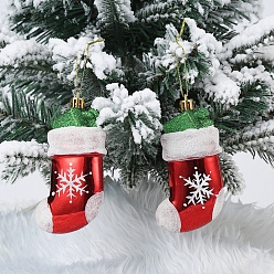 Christmas Socking Plastic Pendant Decorations, for Christmas Tree Hanging Decorations, Christmas Socking, 110x60x20mm, 2pcs/set