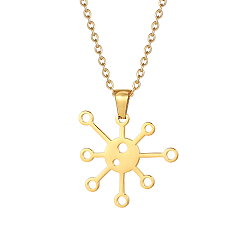 Real 18K Gold Plated Stainless Steel Pendant Necklaces, Flower, Real 18K Gold Plated, No Size