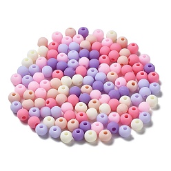 Hot Pink Frosted Opaque Acrylic Beads, Round, Hot Pink, 6mm, Hole: 2mm, about 4545pcs/500g