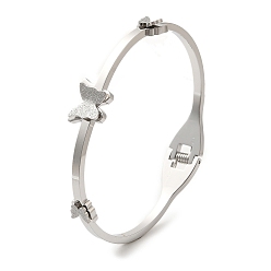 Нержавеющая Сталь Цвет Регулируемые браслеты-бабочки 304 из нержавеющей стали для женщин, цвет нержавеющей стали, внутренний диаметр: 1-3/4x2-3/8 дюйм (4.6x5.9 см)