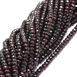 Garnet Natural Garnet Beads Strands, Faceted, Rondelle, 5x3~3.5mm, Hole: 0.8mm, about 106pcs/strand, 15.43''(39.2cm)