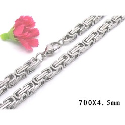 Нержавеющая Сталь Цвет Не тускнеет 201 византийские цепочки из нержавеющей стали, цвет нержавеющей стали, 27.6 дюйм (70 см), 4x4.5 мм