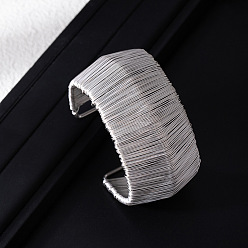 Платина Браслеты-манжеты из железной проволоки, широкие браслеты для женщин, платина, внутренний диаметр: 2.56 дюйм (6.5 см), шириной 38 мм 
