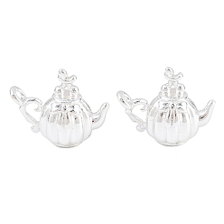 Посеребрённый Латунные подвески, чайник прелести, 925 серебро покрытием, 10x12x6.5 мм, отверстие : 1 мм