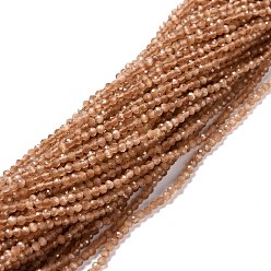 Camel Cat Eye Beads Strands, Round, Faceted, Camel, 2mm, Hole: 0.2mm, 14.17 inch(36cm), 174~184pcs/strand