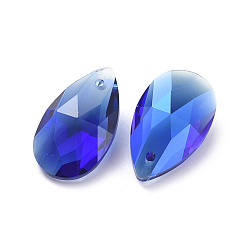 Сапфир Стеклянные стразы подвески, граненые, слеза, сапфир, 22x13x7.5 мм, отверстие : 1.5 мм