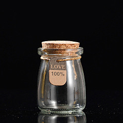 Clear Glass Pudding Containers with Cork Lid, Wishing Bottles Glass Favor Jars, Clear, 5.6x7cm