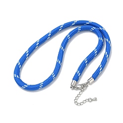 Royal Blue Ployester Core-Wrapped Round Cord Necklace Making, with Brass Finding, Platinum, Royal Blue, 17.72x0.18 inch(45x0.45cm)
