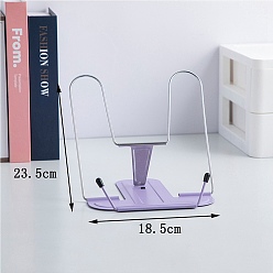Lilac Adjustable Iron Desktop Book Stands, Book Display Easel for Books, Piano Score, Magazines, Tablet, Lilac, 180x160x160mm