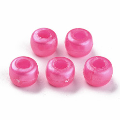 Camellia Plastic Pearlized Beads, Barrel, Camellia, 9x6mm, Hole: 3.5mm, about 1900pcs/500g.