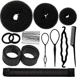 Black suit Quick and Easy Bun Hairstyle Kit with Nylon Donut for Perfect Updo Look