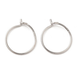 Real Platinum Plated Rhodium Plated 925 Sterling Silver Hoop Earring Findings, Wire Beading Hoop, Wine Glass Charm Rings, with S925 Stamp, Real Platinum Plated, 14x0.7~3mm