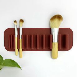 Brown Silicone Wall Mounted Cosmetic Brush Storage Stands, for Makeup Brush Holder, Brown, 0.7x2.05x0.25cm