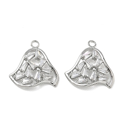 Платина Латунные микропаве подвески с прозрачными кубическими циркониями, треугольник прелести, платина, 17.5x16.5x4 мм, отверстие : 1.6 мм