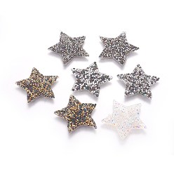 Mixed Color Glitter Hotfix Rhinestone, Iron on Patches, Dress Shoes Garment Decoration, Star, Mixed Color, 27~28x27~28x1.5mm