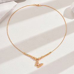 Прозрачный Модные латунные ожерелья с подвеской в виде бабочки из кубического циркония для женщин, реальный 18 k позолоченный, прозрачные, 18.90 дюйм (48 см)