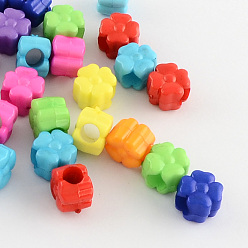 Mixed Color Clover Acrylic European Beads, Large Hole Beads, Mixed Color, 10x10x8mm, Hole: 5mm, about 890pcs/500g