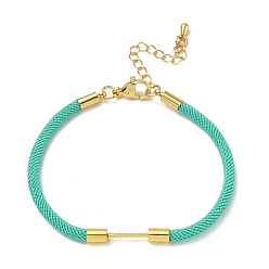Medium Aquamarine Nylon Cord Bracelet Making, with Brass Beadable Bar, Golden, Medium Aquamarine, 6.89x0.16 inch(17.5x0.4cm)