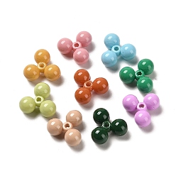 Mixed Color Baking Paint Acrylic Beads, Rectangle, Mixed Color, 14x15x7mm, Hole: 1.8mm