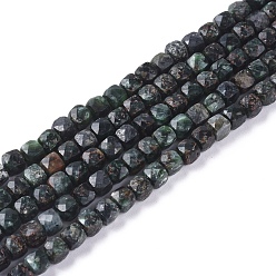 Seraphinite Natural Seraphinite Beads Strands, Faceted, Cube, 4.5~5x4.5~5x4.5~5mm, Hole: 0.8mm, about 80pcs/strand, 15.35 inch(39cm)