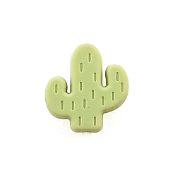 Dark Sea Green Food Grade Eco-Friendly Silicone Focal Beads, Chewing Beads For Teethers, DIY Nursing Necklaces Making, Cactus, Dark Sea Green, 25x23x8mm, Hole: 2mm