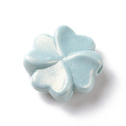 Небесно-голубой Непрозрачные акриловые бусины, блестящая бусина, 3d четырехлистный клевер, голубой, 15.5x16x5 мм, отверстие : 2 мм, Около 780 шт / 500 г