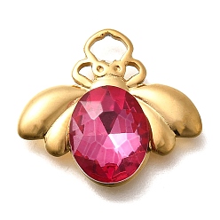 Роза 304 подвески из нержавеющей стали, со стразами, реальный 18 k позолоченный, ионное покрытие (ip), Пчелы, роза, 17x19x4.5 мм, отверстие : 3.5x2 мм
