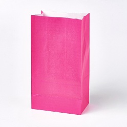 Deep Pink Pure Color Kraft Paper Bag, Food Storage Bags, No Handles, For Baby Shower Kid's Birthday Party, Deep Pink, 23.5x13x8cm