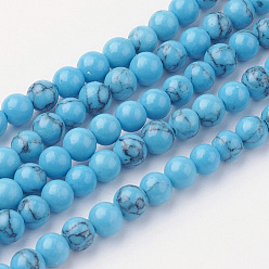 Synthetic Turquoise Synthetic Turquoise Bead Strands, Round, 4~4.5mm, Hole: 1mm, about 85~90pcs/strand, 14.9 inch(38cm)