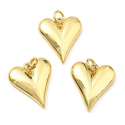 Real 18K Gold Plated Brass Pendants, with Jump Ring, Long-Lasting Plated, Lead Free & Cadmium Free, Heart Charm, Real 18K Gold Plated, 17.5x15.5x4mm, Hole: 3mm