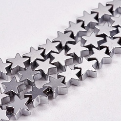 Platinum Plated Electroplate Non-magnetic Synthetic Hematite Beads Strands, Star, Grade A, Platinum Plated, 4x4x2mm, Hole: 1mm, about 117pcs/strand, 16 inch
