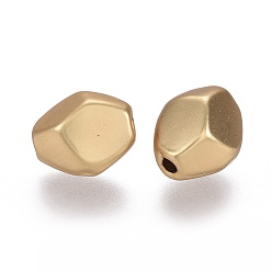 Matte Gold Color Tibetan Style Alloy Beads, Lead Free & Nickel Free & Cadmium Free, Real 18K Gold Plated, Faceted Nugget, Matte Gold Color, 10x8.5x7.5mm, Hole: 1.6mm