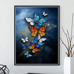 Colorful DIY Butterfly Theme Diamond Painting Kits, Including Canvas, Resin Rhinestones, Diamond Sticky Pen, Tray Plate and Glue Clay, Colorful, Packing Size: 300x400x30mm
