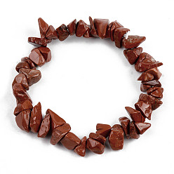 Красный Камень Стрейч-браслеты с бусинами унисекс из натуральной красной яшмы, внутренний диаметр: 1-3/4~2 дюйм (4.5~5 см)
