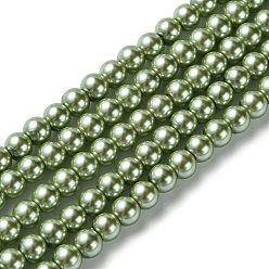 Dark Sea Green Eco-Friendly Dyed Glass Pearl Beads Strands, Grade A, Round, Cotton Cord Threaded, Dark Sea Green, 6mm, Hole: 1.2~1.5mm, about 70pcs/strand, 15.7 inch
