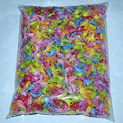 Mixed Color Dolphin Pendants, AB Color Plastic Pendants, Mixed Color, about 19mm long, 13mm wide, hole: 2mm, about 1000pcs/bag