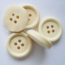 PapayaWhip 4-Hole Buttons for Shirts, Wooden 1 inch Buttons, PapayaWhip, about 25mm in diameter, 100pcs/bag